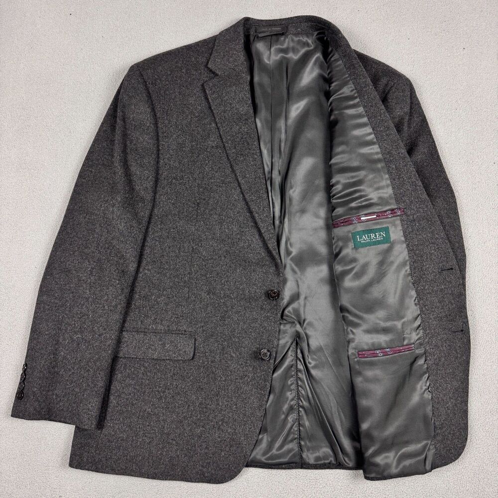 Lauren Ralph Lauren Mens Charcoal Gray Wool Sport Coat Jacket Size 46R Soft